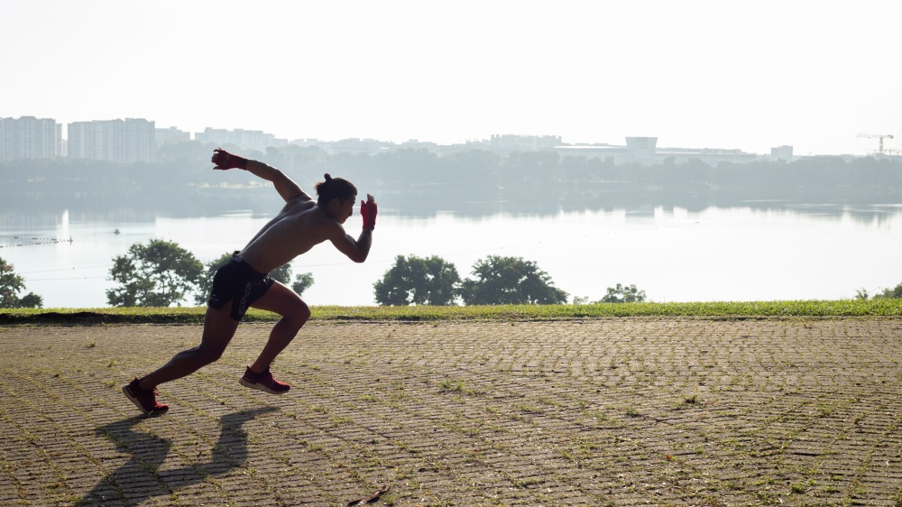hiroki running outdoors