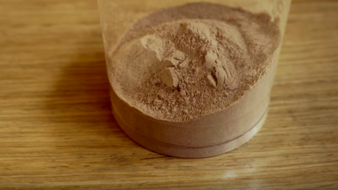 a cup of protein powder